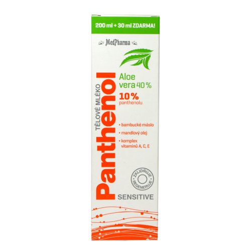 Panthenol telové mlieko aloe vera 40%, pantenolu 10%, 230ml | MedPharma