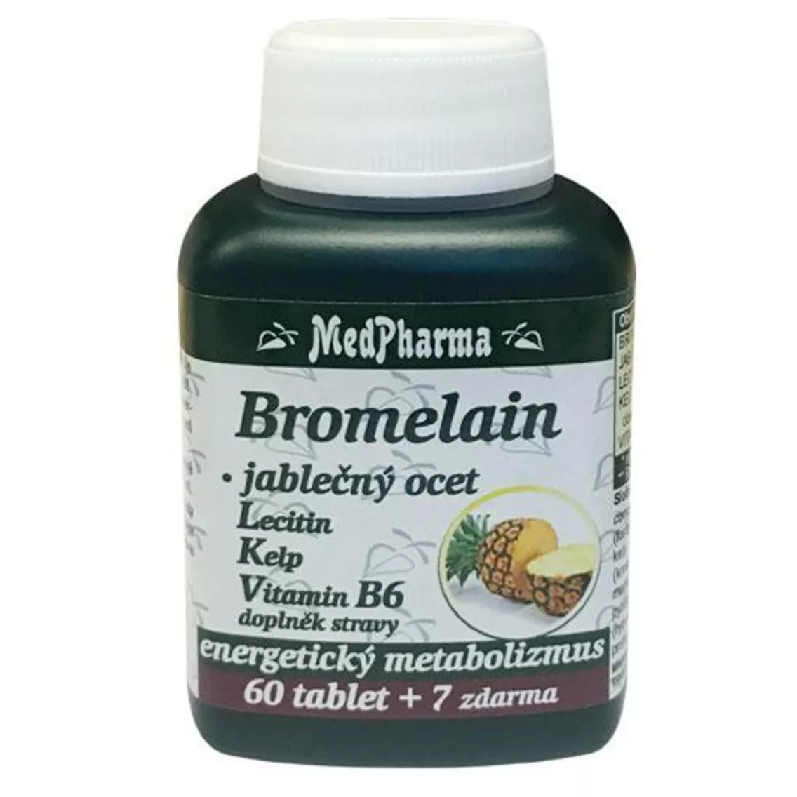 BROMELAÍN300 mg + JABL. OCET + LECITÍN + KELP + B6, 67 tabliet | MEDPHARMA