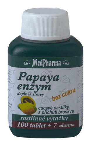 PAPAYA ENZYM - CUCAVÉ PASTILKY BEZ CUKRU - 107 TBL. | MEDPHARMA
