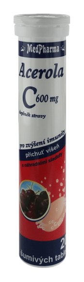 Vitamín C 600 mg + acerola 200 mg - 20 šumivých tabliet | MedPharma