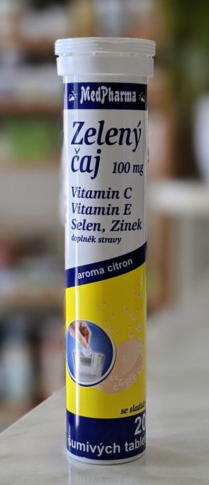 ZELENÝ ČAJ 100 mg + SELÉN + VIT.E + VIT.C + ZINOK, 20 ŠUMIVÝCH TABUĽ | MEDPHARMA