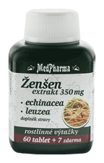 Ženšen pravý extrakt 350 mg + echinacea + leuzea, 67 tabliet | MEDPHARMA